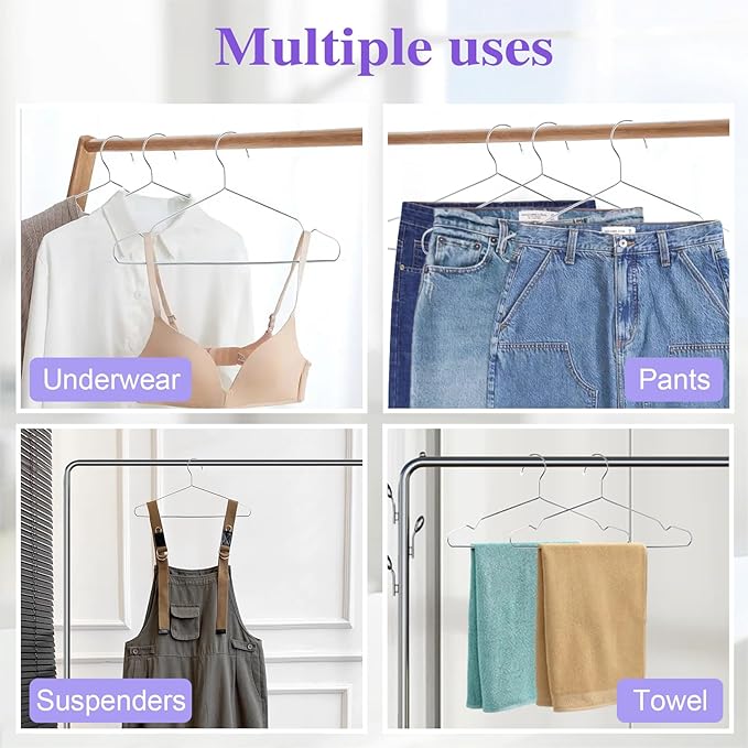 40 Pack Stainless Steel Clothes Hangers,Metal Hanger with Non Slip Notch,Heavy Duty Wire Hanger,Space Saving Closet Hangers for Closet,Pants,Shirts,Coat