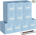 artsdi 11x11 storage cube bins (Set of 10) Foldable Fabric storage cubes with 10 Labels Window Cards & a Pen,11 inch cube storage bin,Closet Organizers for Shelves,Cubby Organizer Boxes,Pastel Blue