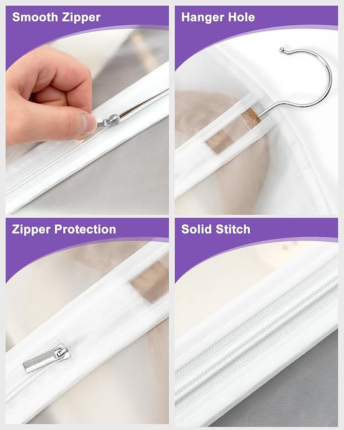 Clear Garment Bags for Hanging Clothes 12 Packs Suit Bags for Closet Storage Hanging Clothes Plastic Garment Bags Dress Bag for Suits, Coats 24'' x 40''