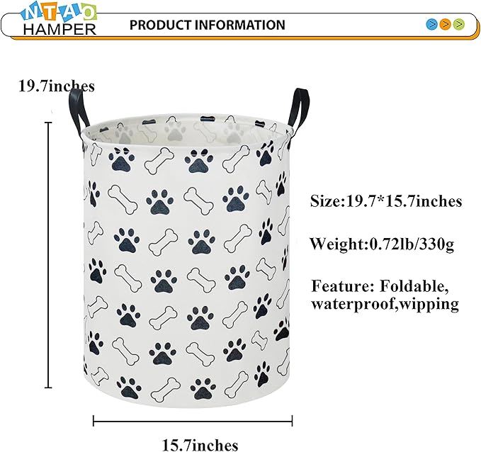 Kids Laundry Hamper,Laundry Basket,Baby Boy Nursery Hamper,Waterproof Storage Bin,Clothes Organizer,Toys Bin,Room Decor(Paw)