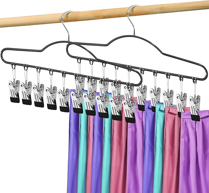 Karida Closet Organizers and Storage, Metal Yoga Pants Hanger with Rubber Coated 2 Pack Hanging Closet Organizer for Home Organization & Closet Organization, Space Saving Hanging Closet Solution