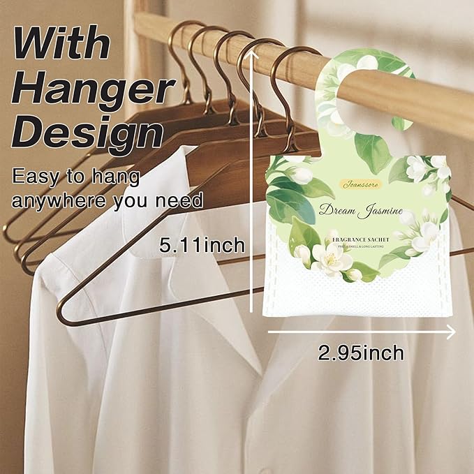 15 Packs Scented Sachets Bag for Drawers and Closets, Air Freshener for Home Fragrance Sachet, Long-Lasting Hanging Closet Deodorizer Smell Goods for House (Dream Jasmine)