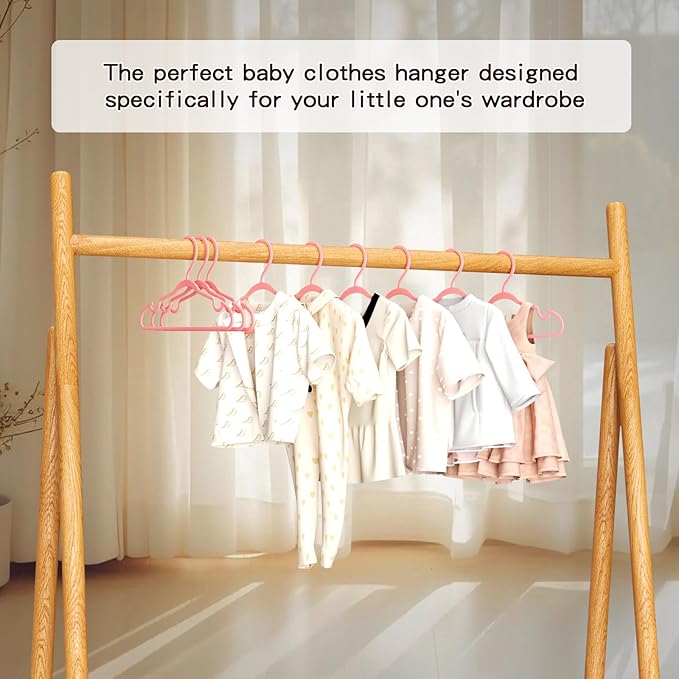 60 Pack Baby Plastic Hangers,12.83" Ultra-Thin,Non-Slip Hangers for Children. Ideal for Closets and Nurseries.Designed for Newborns and Children's Clothing,Including Trousers,Coat,Dresses.(Pink)