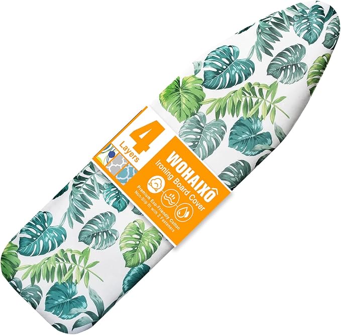 Ironing Board Cover and Pad 15" x 54", 4 Layers Extra Thick Iron Board Cover, Standard Size Ironing Board Cover Scorch Resistant Elastic Edge and Loop Fastener Strap