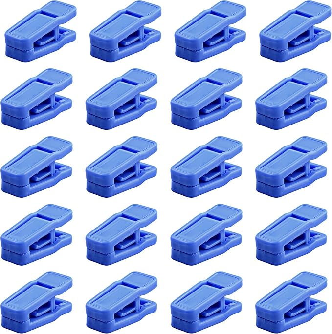 Premium Heavy Duty ABS Plastic Slim-line Hanger Set of Finger Clips for Velvet Hangers - 20 Pack (Blue)