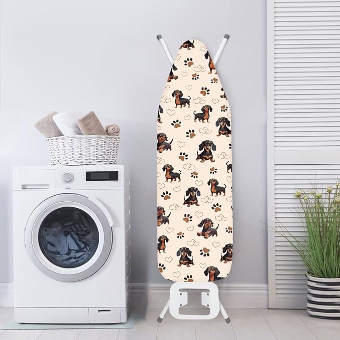 SEANATIVE Cute Dachshund Ironing Board Cover Stain Resistant Soft Stretchy Iron Pad Covers Protector Fits for Table Top Ironing Board