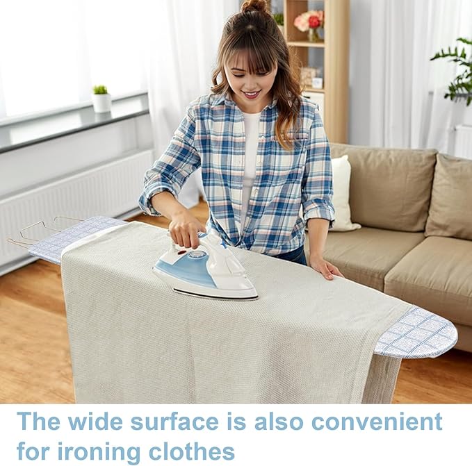 42 inch Wide Ironing Board,with Folding Legs,Height Adjustable Smooth Edge Good Load-Bearing Non-Slip Wear Resistant Ironing Clothes Suitable for Home,Household, Office, Bathroom, Dorm, etc