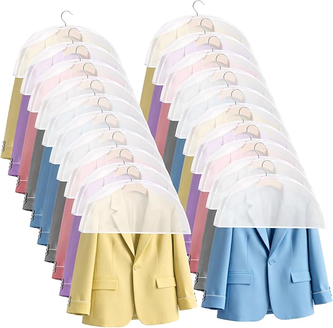 Foraineam 20 Pack Shoulder Covers Clothes Suit Protectors Breathable Garment Dust Covers for Suit, Coats, Jackets, Dress Closet Storage