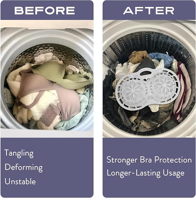 Sablier Bra Laundry Bag, Lingerie Bags for Washing Delicates, Button Slot Design, Durable & Resistant to Deformation, Silicone Bra Wash Bags for Sports, Sexy, Maternity, Seamless Bras