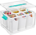 Vtopmart 24 QT Clear Plastic Craft Organizer with 6 Detachable Inserts, Art Supply and Tool Storage Box for Craft, Crayon,Pencils,1 Pack