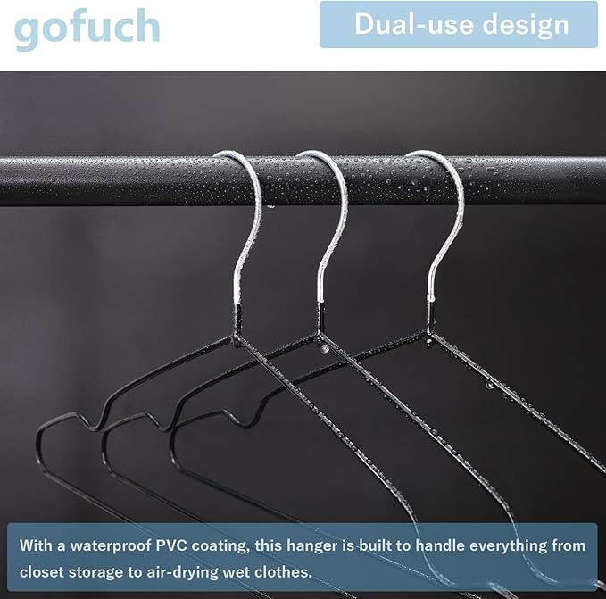 Ultra-Thin Metal Hangers, 10 Pack Non-Slip PVC Coated Space Saving Clothes Hangers for Closet, 16 inch Wide for Suits, Dresses, Jackets（White）