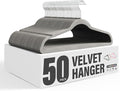 Simple Deluxe Velvet Hangers 50 Pack, Non-Slip Clothes Hangers with Shoulder Notches, 360° Swivel Hooks, Heavy Duty Coat Suit Hangers for Closet Space Saving, Grey