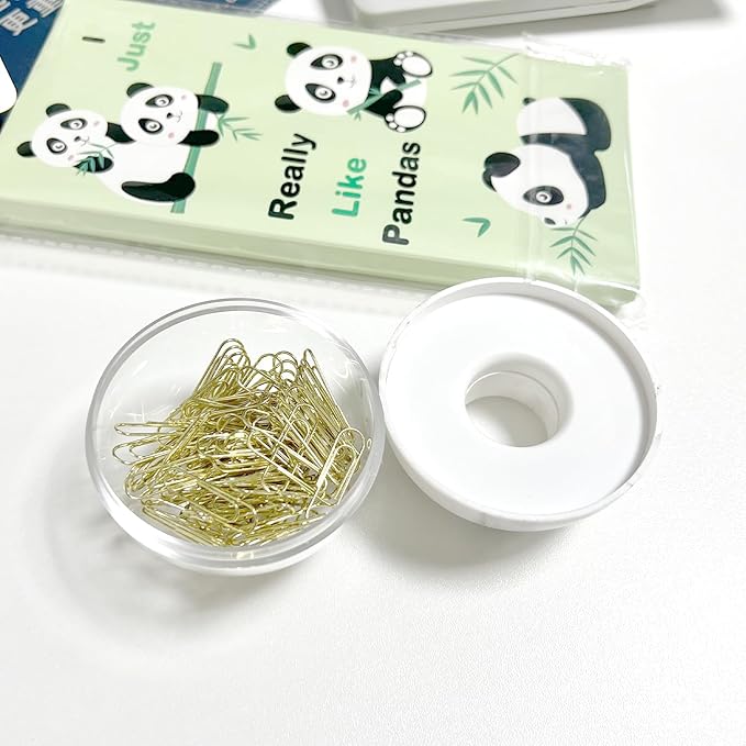 NatSumeBasics Marble Paper Clip Holder Magnetic Cute Paper Clips Dispenser with 100 Gold Paperclips for Desk Organizer Accessories Supplies (Marble)