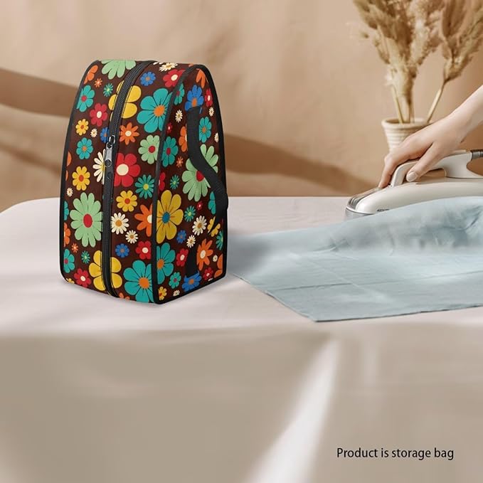 Daisy Flower Print Steam Iron Case Portable Travel Iron Organizer Handheld Steamer Holder with Handle Waterproof Travel Accessories, Case Only