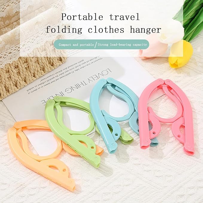 12 Pack Travel Hangers Portable Foldable Hanger Organizer, Plastic Travel Clothes Hanging Rack Folding Hangers For Traveling Camping Flying Rv Cruises Suitcase, Multi Color