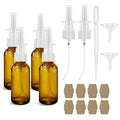 Nasal Spray Bottle 4Pcs 1oz (30ml) with Press Spray Head Refillable Portable Fine Mist, 2 Funnel, 1 Dropper,Labels,Glass Nose Spray Bottle Empty