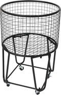 Wire Metal Deep Set Rolling Laundry Basket,Mesh Wire Laundry Basket Storage Cart for Bathroom Bedroom Dirty Clothes Storage (G)