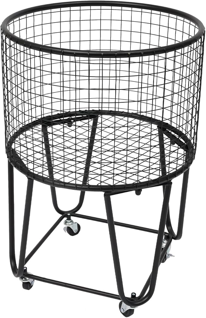 Wire Metal Deep Set Rolling Laundry Basket,Mesh Wire Laundry Basket Storage Cart for Bathroom Bedroom Dirty Clothes Storage (G)