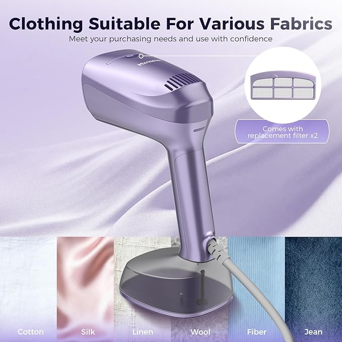 Vacuum Steamer for Clothes, 3500Pa Suction Handheld Clothes Steamer,Multiple mode adjustment，Portable Travel Steamers for Clothes, Steaming & Ironing 2 in 1，400ml Water Tank (for 110-120V)