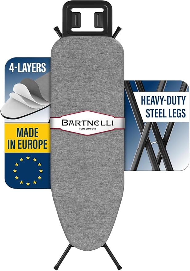 Bartnelli Pro Replacement Ironing Board Cover and Pad Size 43x13 Designed to Fit Perfectly for Models 9738 & 2615 | Upgraded Features- Patent Park Zone & Turbo Zone Technology, with 2 Lopped Straps