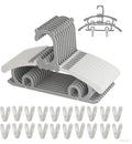 Baby Kids Clothes Hangers with Clips, 10 Pack Toddler Infant Childrens Hanger for Closet, Plastic Adjustable Stackable Hangers for Baby Clothes, Grey