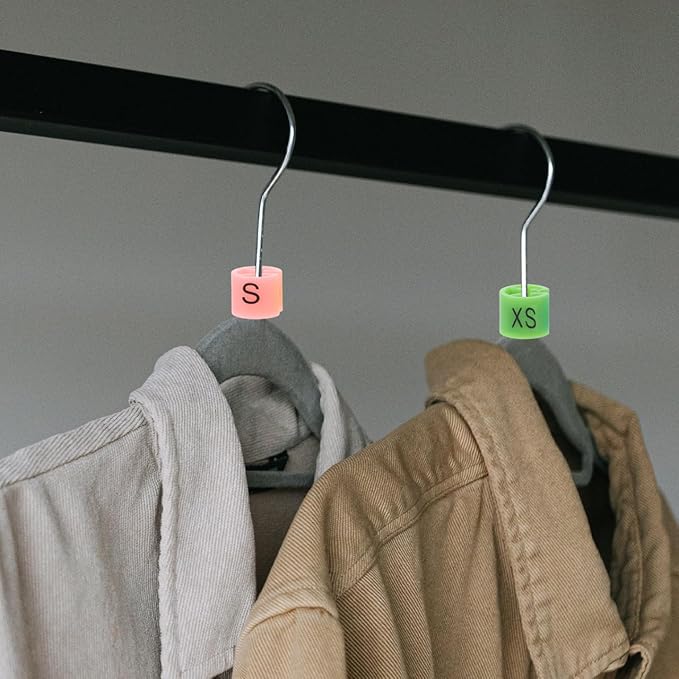 Clothes Hanger Size Markers with Color-Coding Tags 90 Pcs Plastic Size Clips Xxs to 4Xl for Retail Store and Laundry Organization
