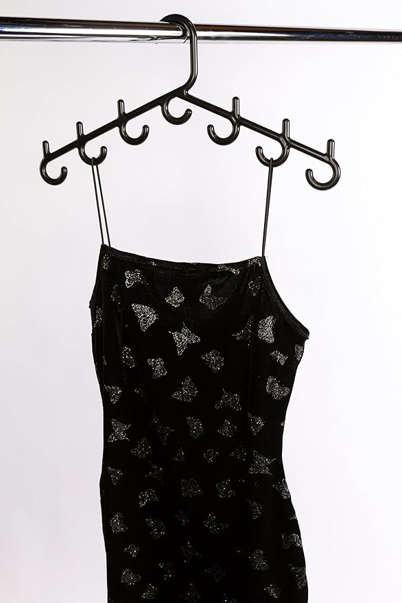 Made in USA Multi-Use Hanger for Bras, Lingerie, Hats & Scarves 5-Pack | Patented Closet Organizer | 7-Hook Space Saver for Underwear, Ties, Belts | No Clips, Lightweight Design