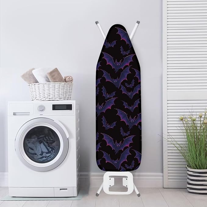 SEANATIVE Gothic Ironing Board Cover Stain Resistant Pad Covers Durable Purple Bat Iron Board Protective Covers with Elastic Edge, Easy Installation