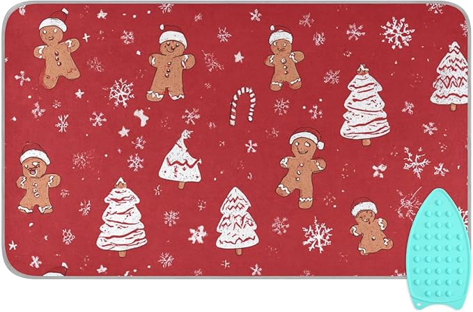 Ironing Mat Pad for Table Portable Travel Iron Blanket Ironing Board Covers Pressing Mat Heat Press Pads 27.6x47.2 Inches Gingerbread Christmas Tree47