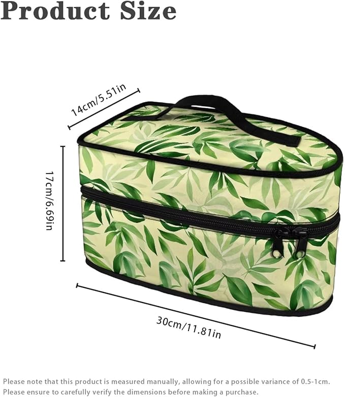 Leaf Print Steam Iron Case Travel Iron Organizer Handheld Steamer Holder with Handle Waterproof Travel Accessories, Case Only