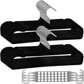 Velvet Pants Hangers Non Slip, 30 Pack Velvet Hangers for Closet with Porous Hooks, Strong Durable Space Saving Slim Clothes Hanger, Ultra Thin Flocked Hanger for Pants/Shirts/Bra/Shorts (Black)