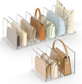 Bag & Purse Organizer for Closet: Adjustable Clear Handbag Storage Shelf - Plastic Clutch Dividers for Closet Organizers and Storage - Keep Carteras & Pocketbook Upright 3 Pack - 11Dividers