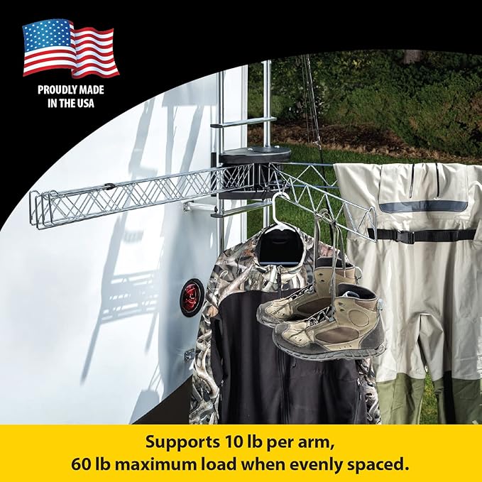 Stromberg Carlson Extend-A-Line 35" Clothes Line – Retractable, Rack Hanger, Folding Swing Arm with Versatile Towel Bar for RVs, Drying, Motorhomes, Campers, and Home Laundry Spaces