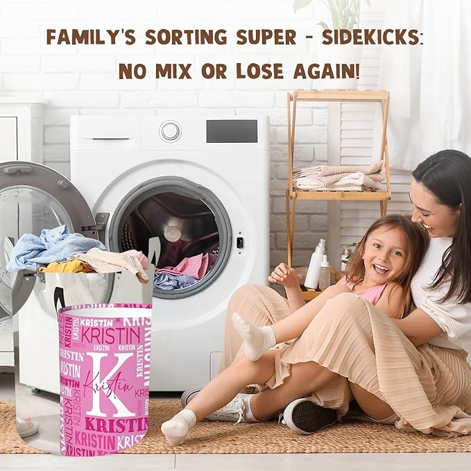 Custom Name Laundry Hamper, Personalized Laundry Basket with Name for Baby Boys Girls, Customized Collapsible Dirty Clothes Hamper Storage with Handles for Bedroom Bathroom Dorm Room Decor