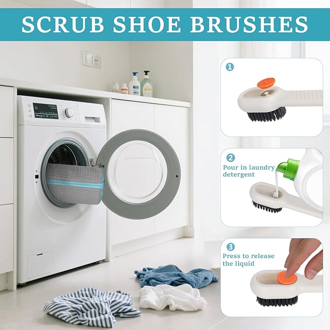 XXL Shoe Washing Machine Bag - 2 Pcs Shoe Laundry Bag for Washer and Dryer, Reusable Shoe Cleaning Bag for All Shoe Sizes,360° Deep Clean for Sneakers Tennis Shoes Running Shoes,Include 1 Brush (Grey)