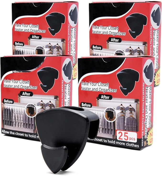 Generic Hanger Extender Hooks - Hangers Space Saving -Space Hooks Hangers as seen on tv (Black, 100 Pack)