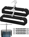 OneDream 20 Pack Velvet Pants Hangers 13.78 Inch with Non Slip Bar, Space Saving Hangers for Clothes, Jeans, Shorts,Trousers, Bra and Tank Tops, 360 Degree Swivel Hook, Black