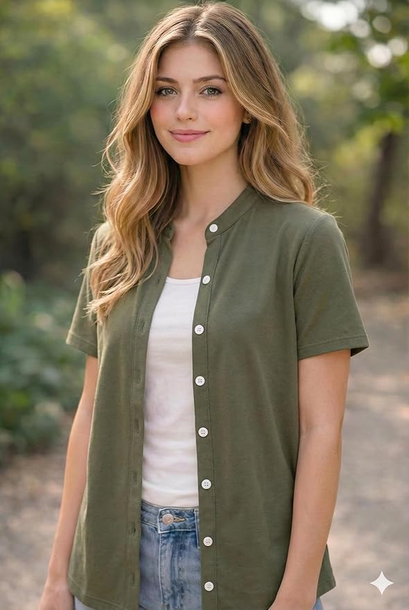 USBD Post Mastectomy Shirt with Drain Pockets Band Collar Post Op Recovery Tops