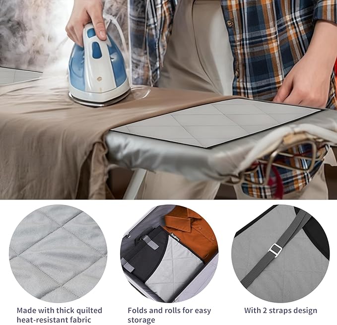Over The Door Steamer Pad 45 ×19 Inch Steamer Mat for Clothes Including Ironing GlovesDoor Press Pad for Travel Ironing Board Portable Ironing Mat with Protective Glove