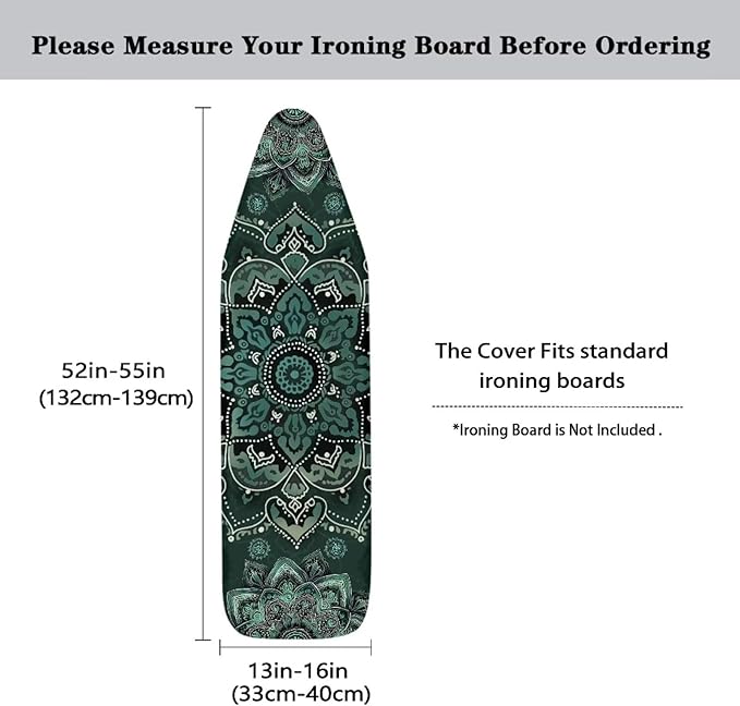 Boho Mandala Ironing Board Cover Heat Resistance & Resist Scorching Iron Board Covers with Padding for Standard Size 15×54 Inch Board