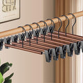 Wooden Pants Hangers with Clips 14Inch 20 Pack Adjustable Wood Skirt Hangers for Women&Men Space Saving Closet Non Slip Clothes Hanger for Jeans,Trousers,Short,Brown