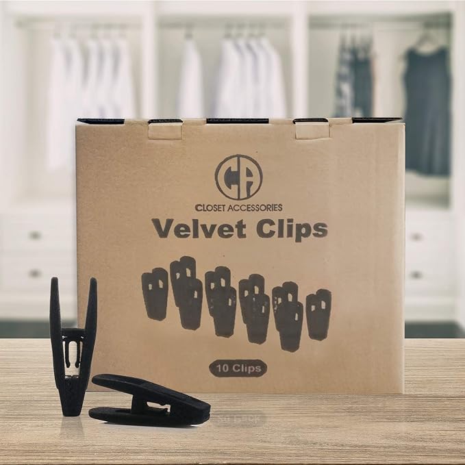 Black Velvet Clips for Velvet Hangers.10 Pack