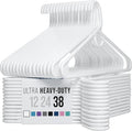 NEATERIZE Ultra Heavy Duty Plastic Clothes Hangers - White - Durable Coat, Suit and Clothes Hanger. Perchas De Ropa (38 Pack - White)