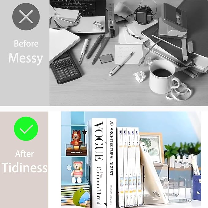 Clear Acrylic File Organizer, Purse Organizer, File Sorter Desktop File Folder Organizer for Book, Envelopes, Mail, Document, Notebook, Office Supplies, Handbag (4Pcs)
