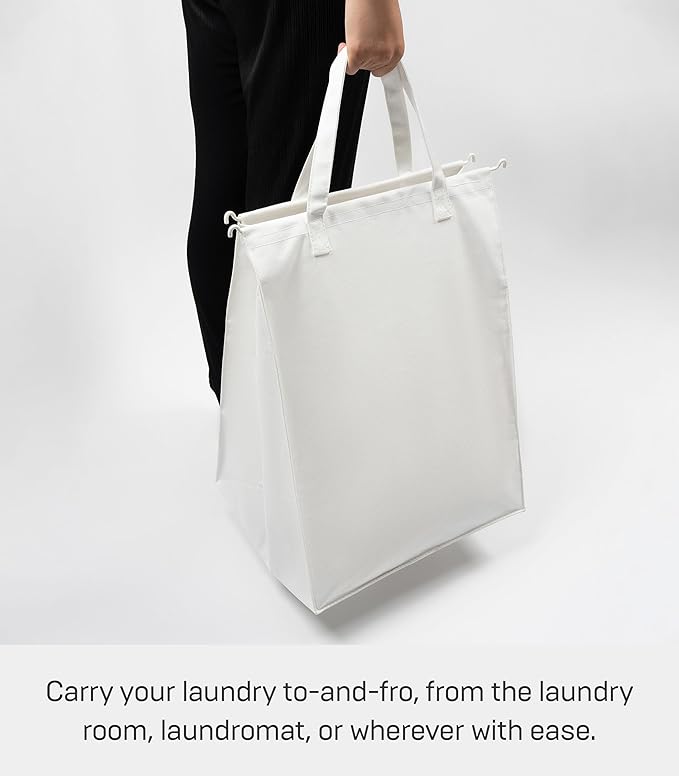 Yamazaki Home Tower Laundry Hamper Clothes Basket With Cotton Liner - Large, 25.2" - Steel + Cotton - 20 Gallons, 75 Liters