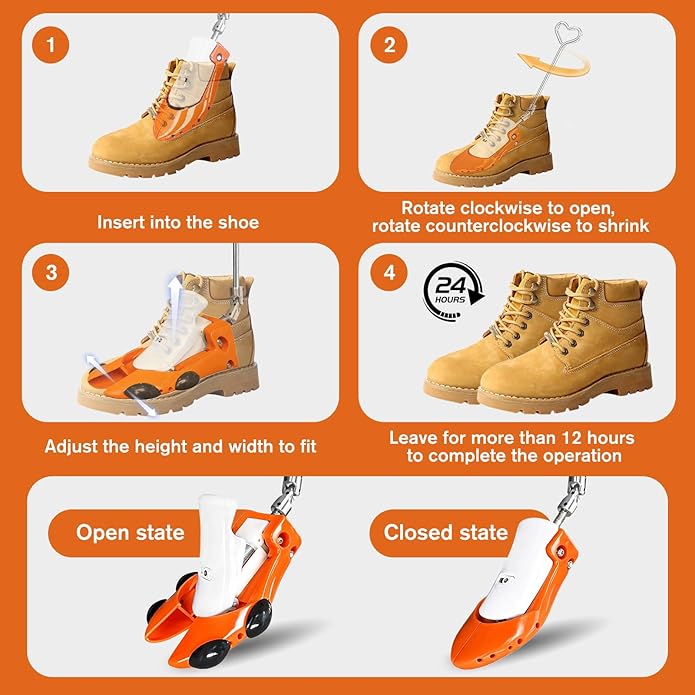 Boot Stretchers for Cowboy Boots 2 PCS Shoe Stretcher for Wide Feet Men Shoe Trees Adjustable Length & Width for Men Women