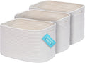 OrganiHaus Set of 3 Off-White Woven Storage Baskets for Shelves, Decorative Organizer Bins for Closet, Bathroom & Living Room, Multipurpose Home Organization Baskets, Toy Storage Basket - 15x9x10 in
