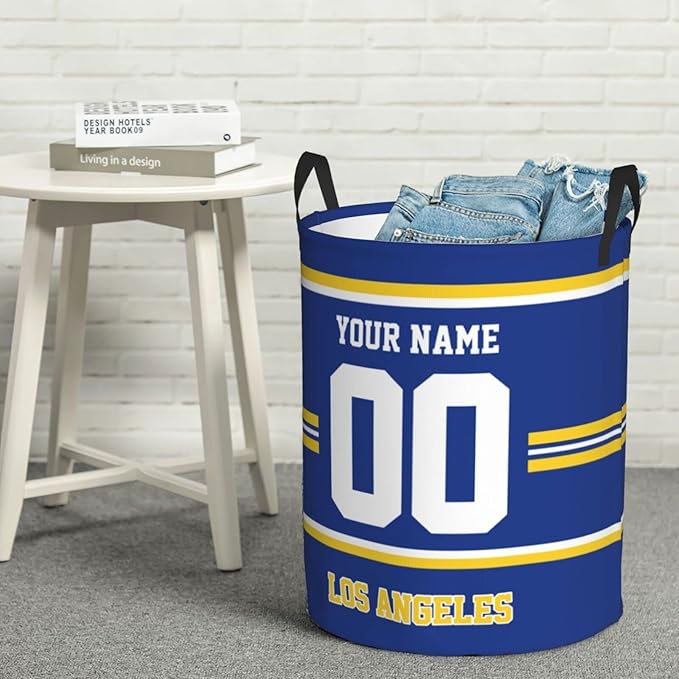 Los Angeles Laundry Hamper Personalized Laundry Basket Customized Name And Number Collapsible Storage Basket for Bedroom Bathroom Living Room Gifts
