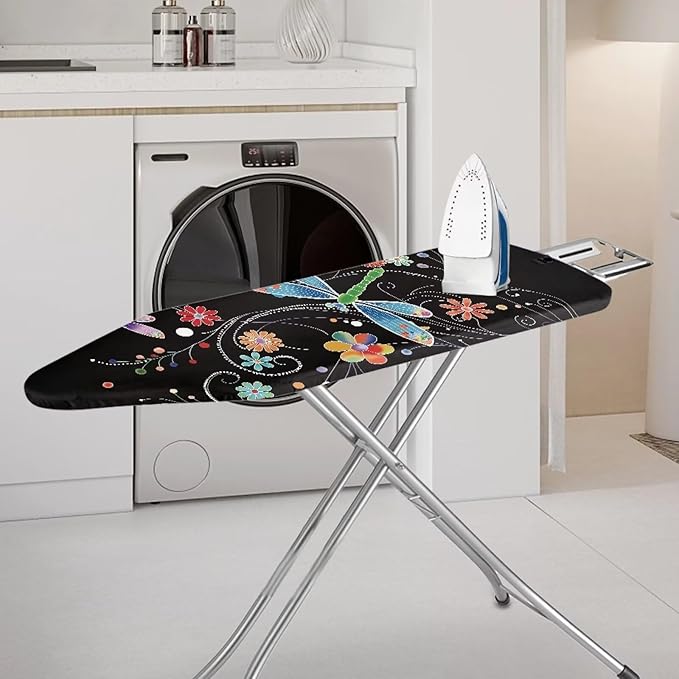 Ironing Board Cover Extra Wide Table Top Ironing Board Cover Standard Size Ironing Accessories Heavy Duty Thick Cover-Dragonfly Flower