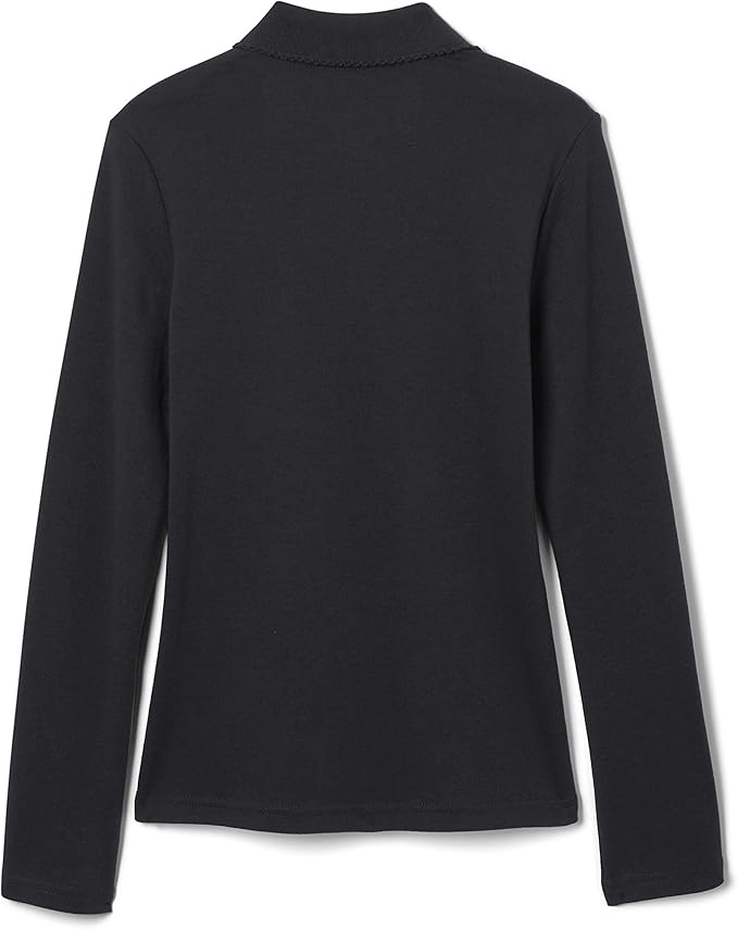 French Toast Girls' Picot Collar Polo Shirt with Long Sleeves (Kids Standard & Plus Size)